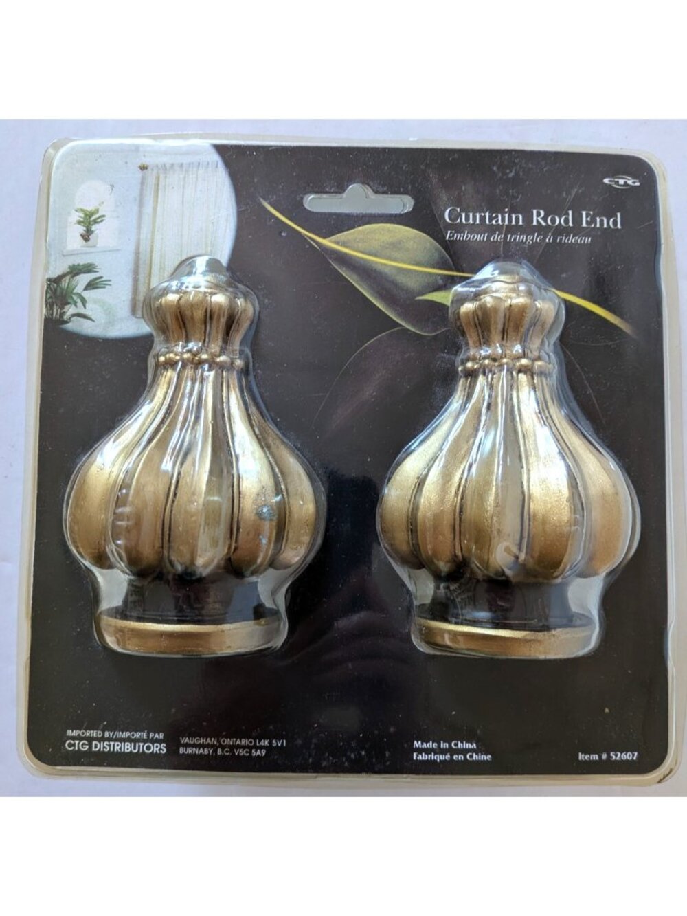 CTG Curtain Rod End Bronze Tone Crown Shaped Decorative Screw-In Finial 4*2 In - Picture 4 of 10